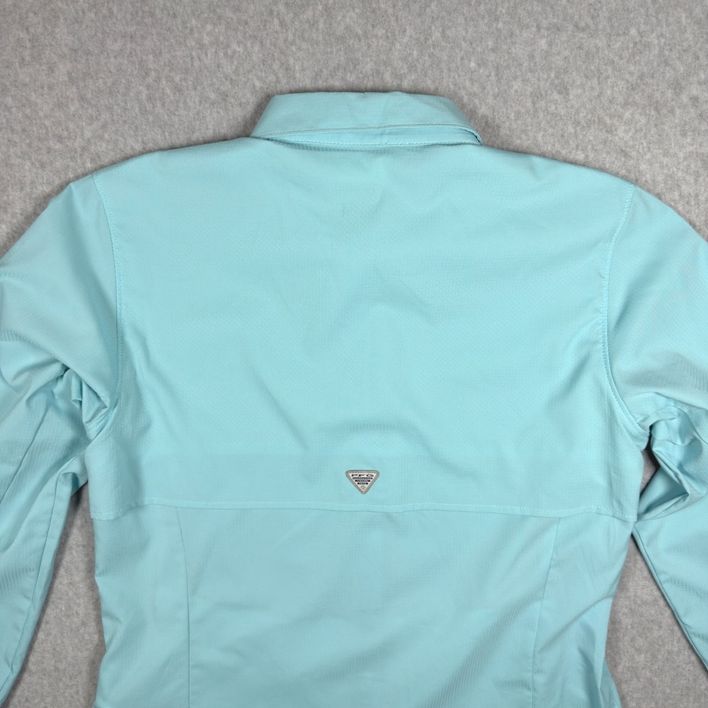 Columbia PFG Womens Medium Blue Long Sleeve Snap Front Fishing Shirt Ventilated - Picture 8 of 12